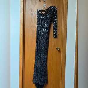 Black glittery dress.